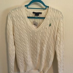 NEW Ralph Lauren Sport V-Neck Sweater White size L